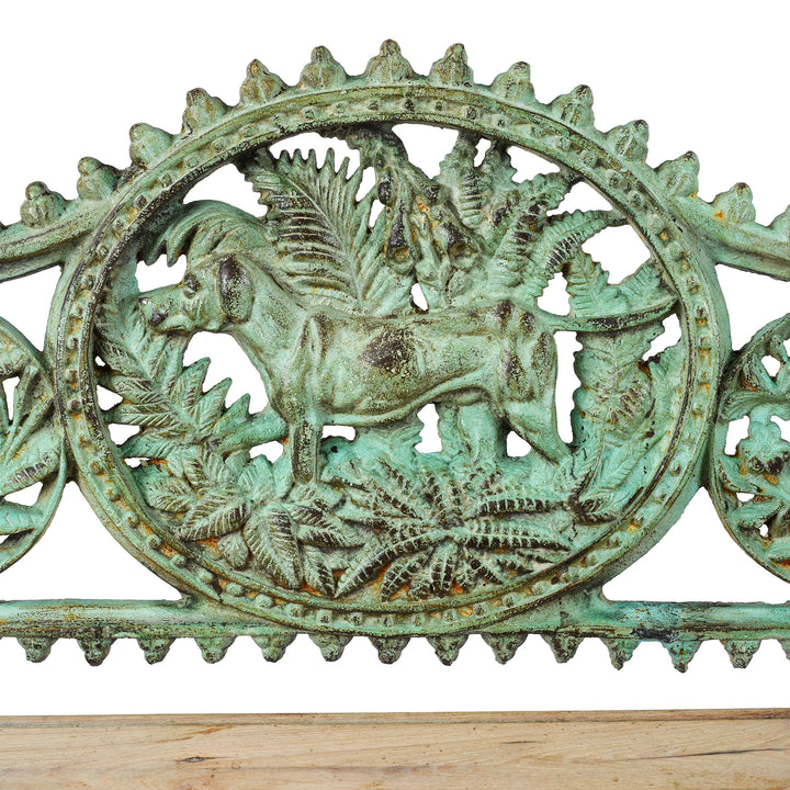Verdigris Cast Iron Outdoor Dog Bench
