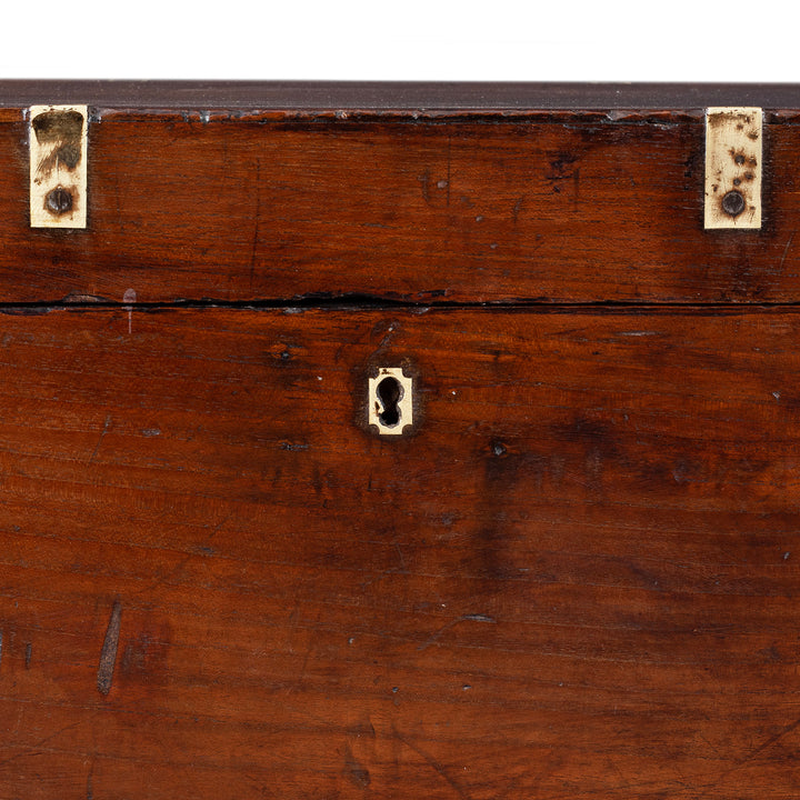 Keyhole Detail From Brass Bound Teak Anglo Indian Military Chest With Original Fittings And Patina