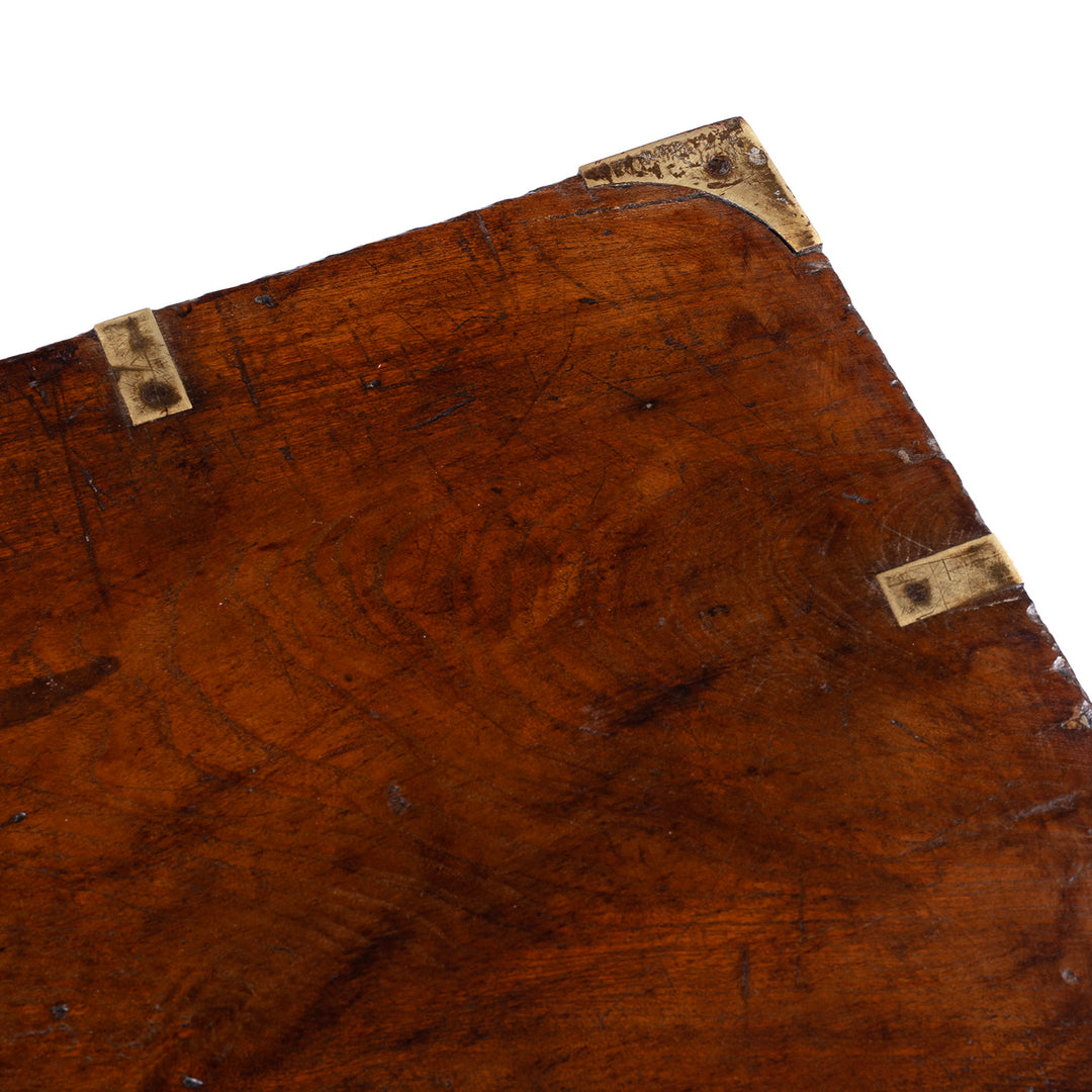 Surface Detail From Brass Bound Teak Anglo Indian Military Chest With Original Fittings And Patina