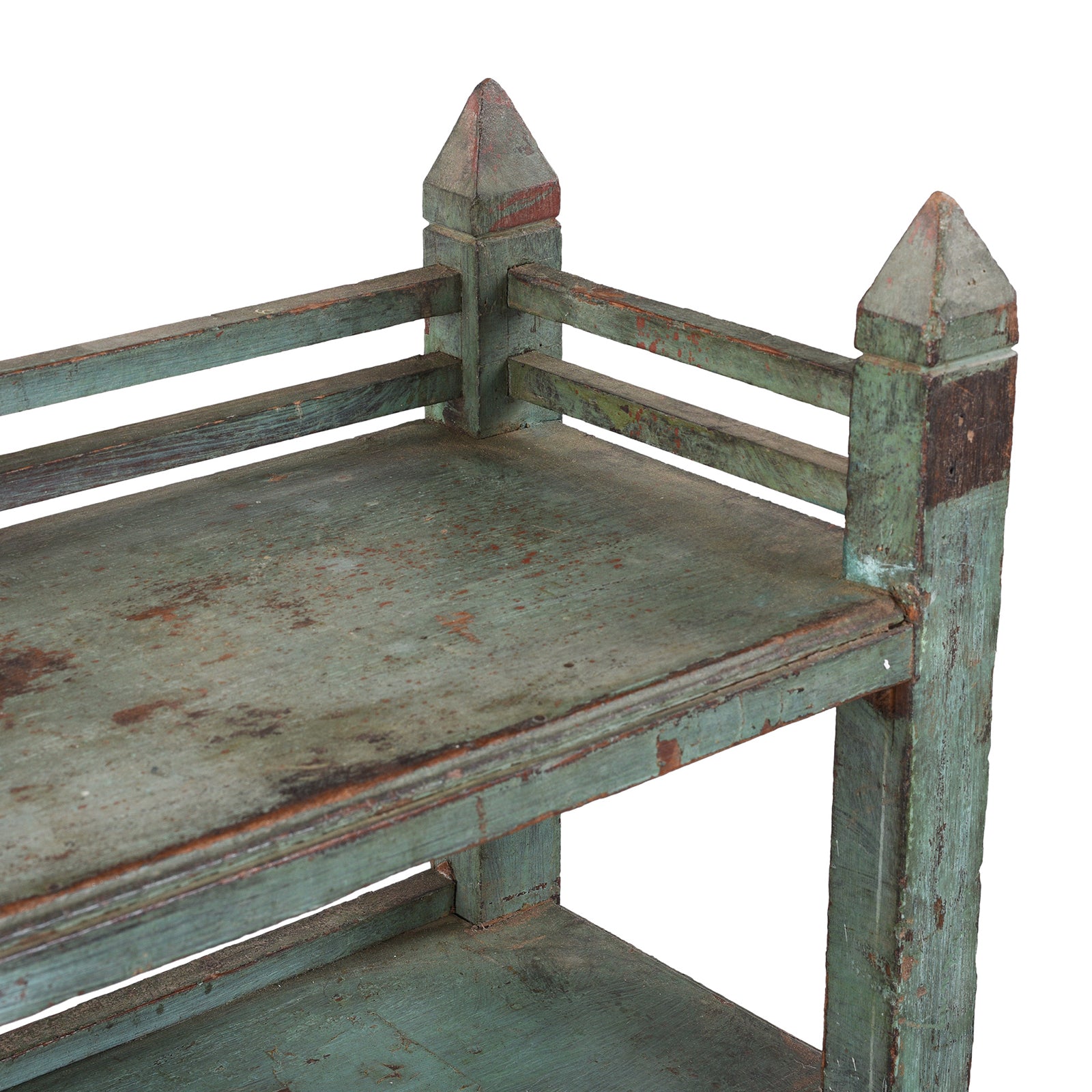 Depth Detail From Vintage Indian Shelf with Blue Paint Finish