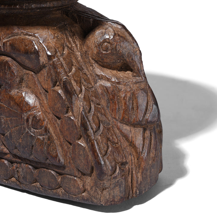 Parrot Detail From Antique Indian Carved Seed Drill From Maharashtra | Indigo Antiques