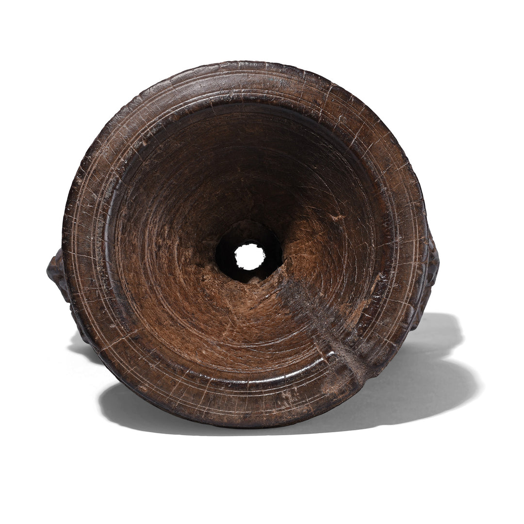 Top Down View Of Antique Indian Carved Seed Drill From Maharashtra | Indigo Antiques