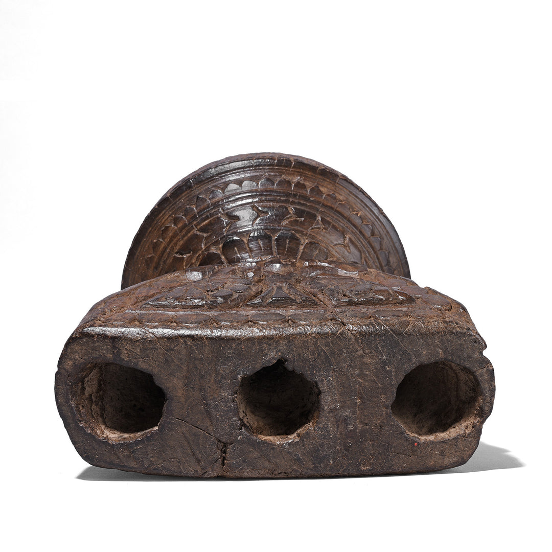 Bottom View Of Antique Indian Carved Seed Drill From Maharashtra | Indigo Antiques