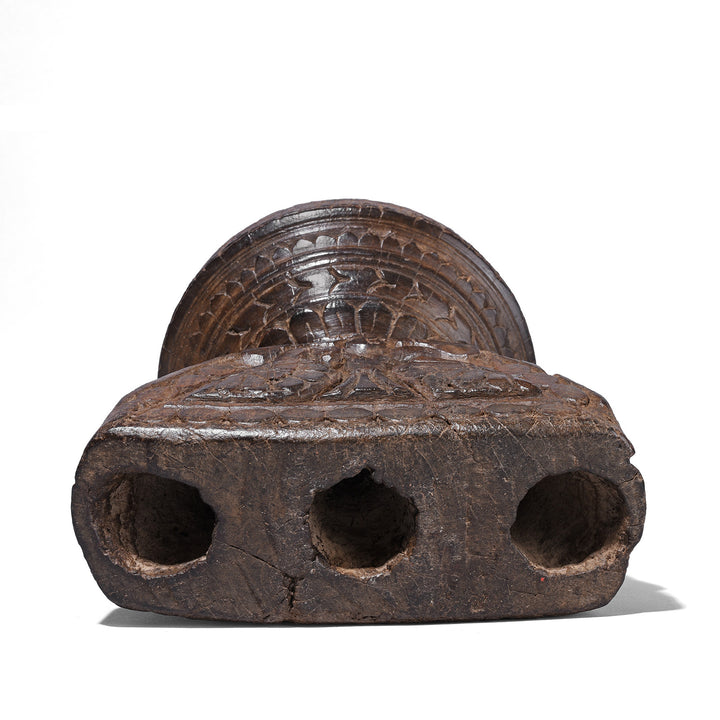 Bottom View Of Antique Indian Carved Seed Drill From Maharashtra | Indigo Antiques