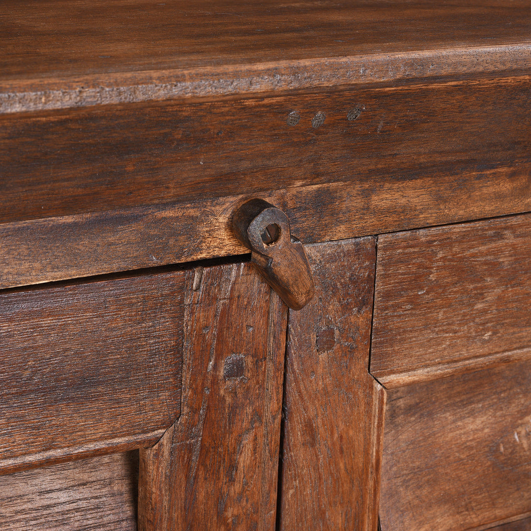 Latch Detail From Painted Indian Louvre Cabinet Made From Reclaimed Teak | Indigo Antiques