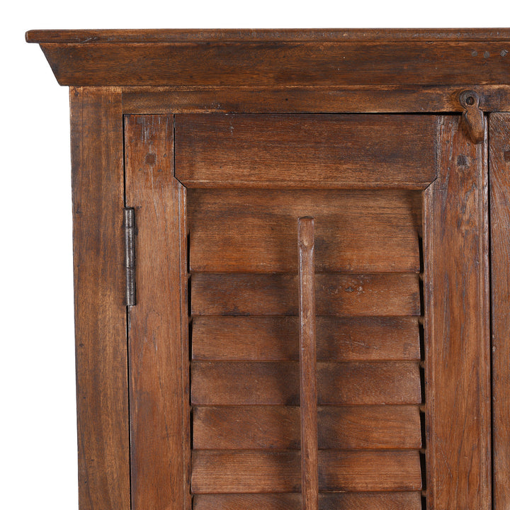 Corner Detail From Painted Indian Louvre Cabinet Made From Reclaimed Teak | Indigo Antiques