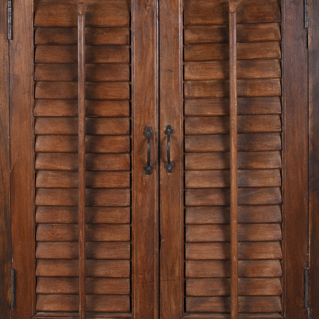 Detail From Painted Indian Louvre Cabinet Made From Reclaimed Teak | Indigo Antiques