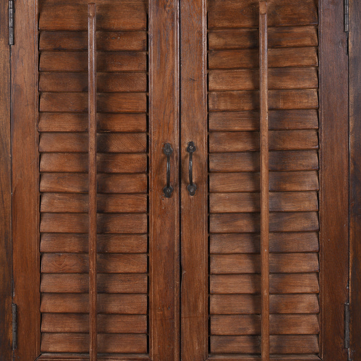 Detail From Painted Indian Louvre Cabinet Made From Reclaimed Teak | Indigo Antiques