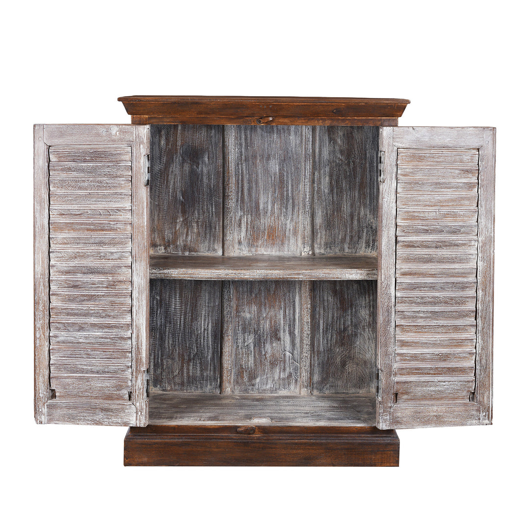 Interior Of Painted Indian Louvre Cabinet Made From Reclaimed Teak | Indigo Antiques