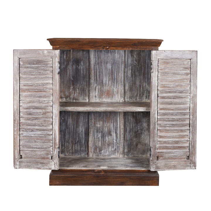 Interior Of Painted Indian Louvre Cabinet Made From Reclaimed Teak | Indigo Antiques