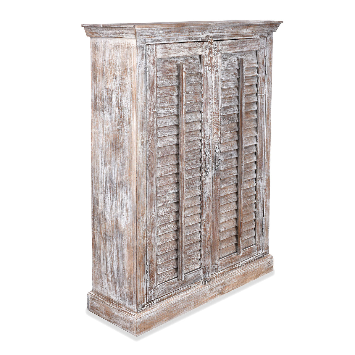 Angled VIew Showing depth Of Painted Indian Louvre Cabinet Made From Reclaimed Teak
