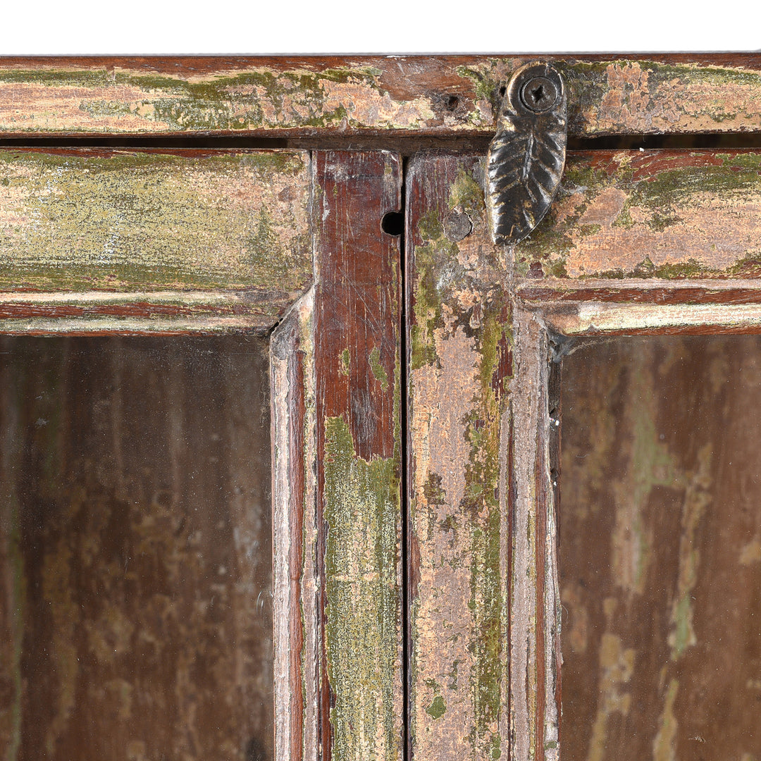 Latch Detail From Vintage Indian Painted Glazed Wall Cabinet | Indigo Antiques