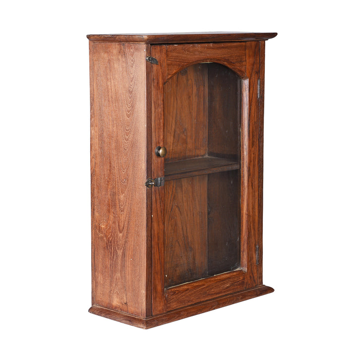 Angled VIew Of Antique Indian Glazed Wall Cabinet | Indigo Antiques