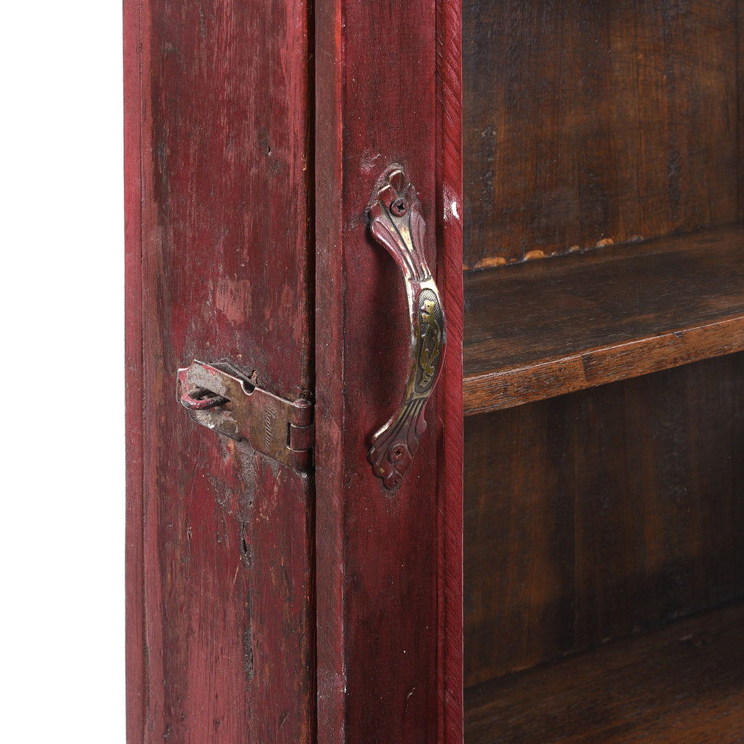 Latch Detail From Vintage Indian Tall Teak Glazed Wall Cabinet | Indigo Antiques
