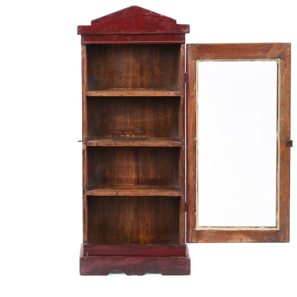 Interior Of Vintage Indian Tall Teak Glazed Wall Cabinet | Indigo Antiques