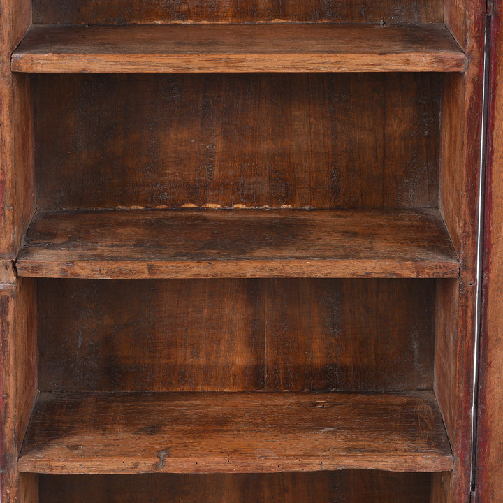 Shelf Detail From Vintage Indian Tall Teak Glazed Wall Cabinet | Indigo Antiques