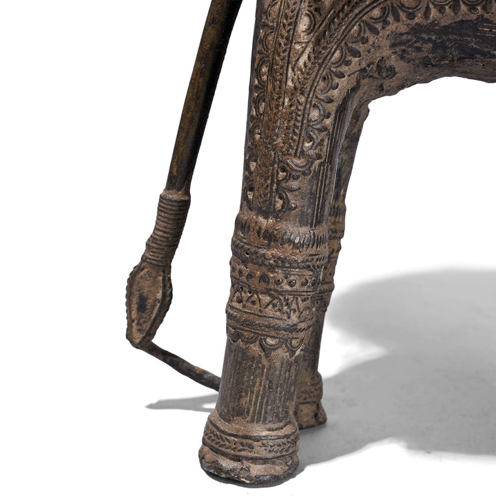 Close Up Of Leg From Bastar Brass Elephant With Howdah Goddess Danteshwari And Mahout From Chhattisgarh 19th Century