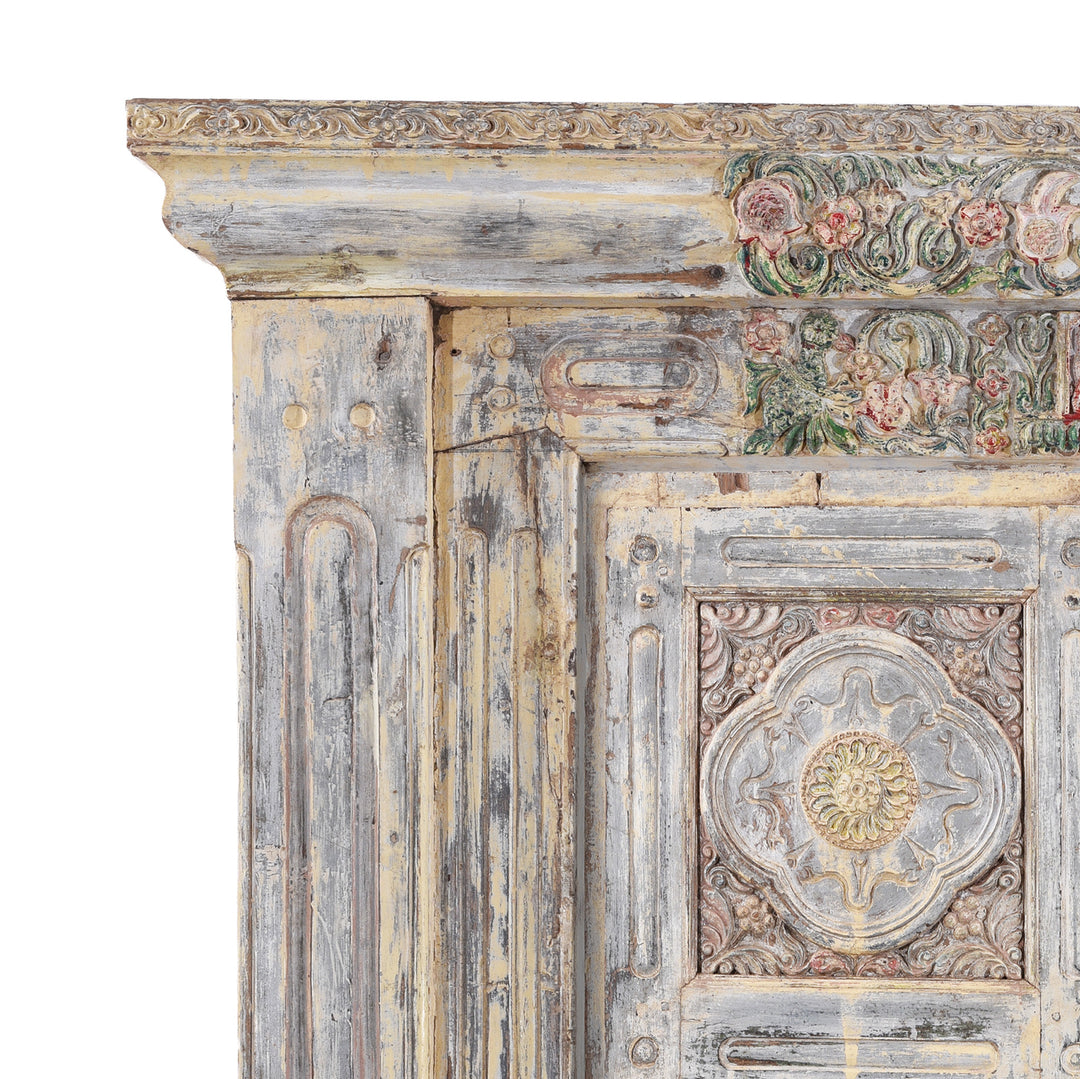 Corner Detail From Antique Indian Painted Door & Frame | Indigo Antiques