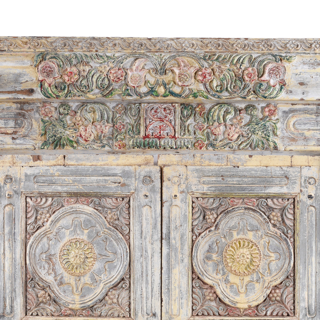 Carving Detail From Antique Indian Painted Door & Frame | Indigo Antiques