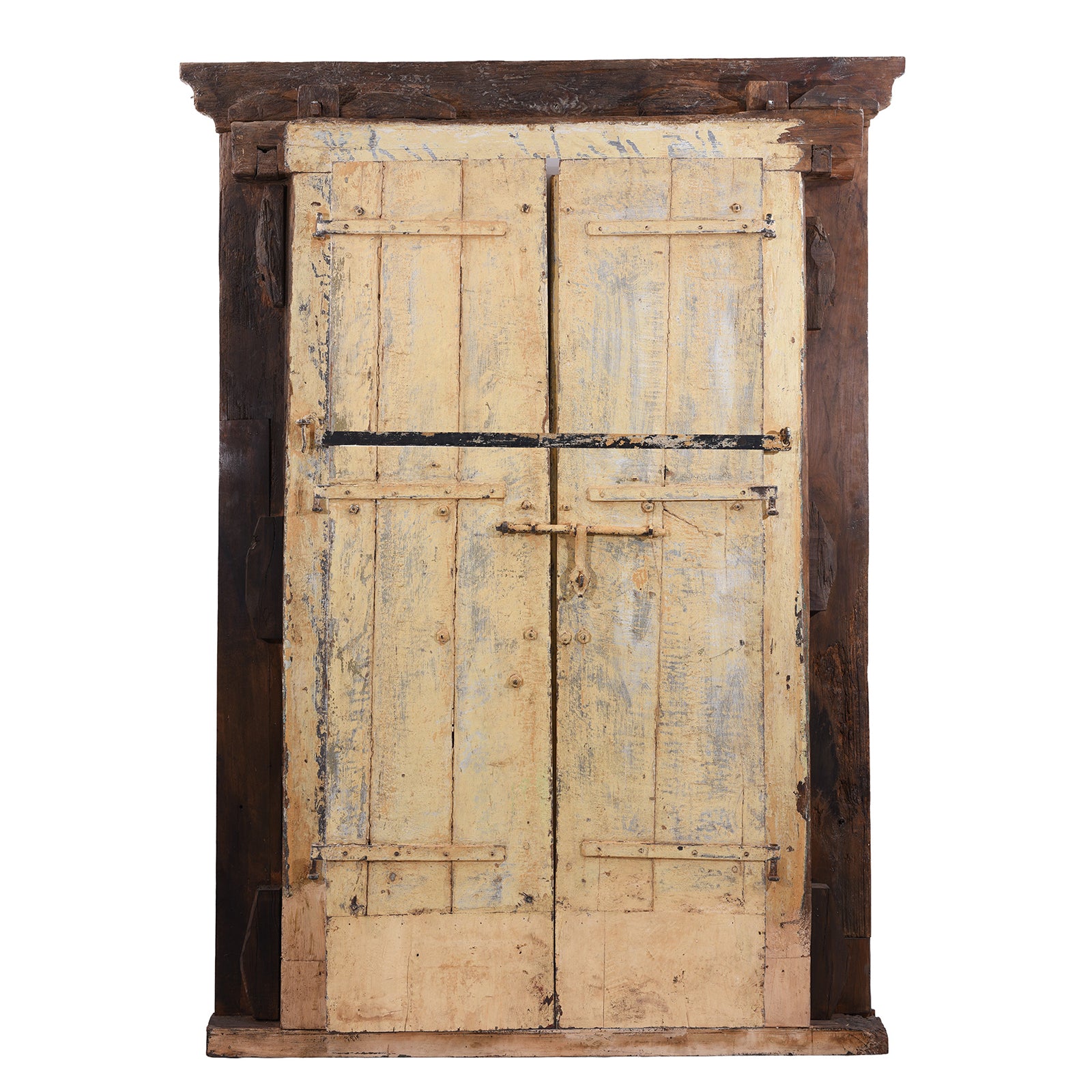 Back Of Antique Indian Painted Door & Frame | Indigo Antiques