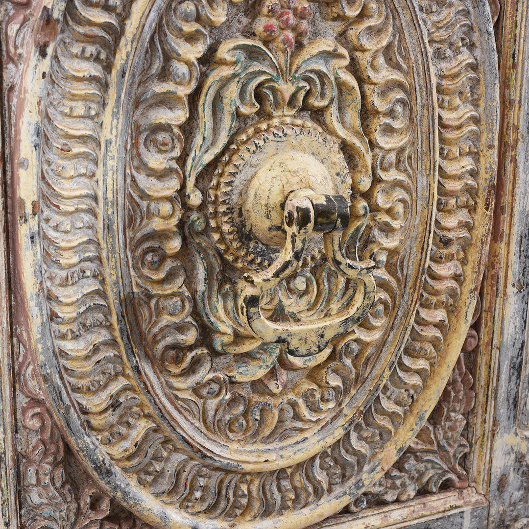 Knocker Detail From Antique Indian Painted Door & Frame | Indigo Antiques