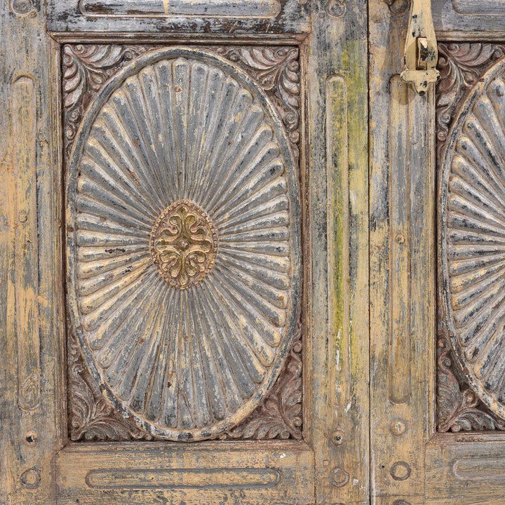 Sunburst anel Detail From Antique Indian Painted Door & Frame | Indigo Antiques