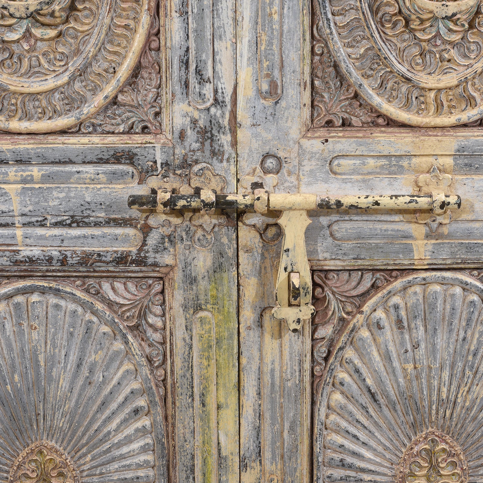 Lock Detail From Antique Indian Painted Door & Frame | Indigo Antiques