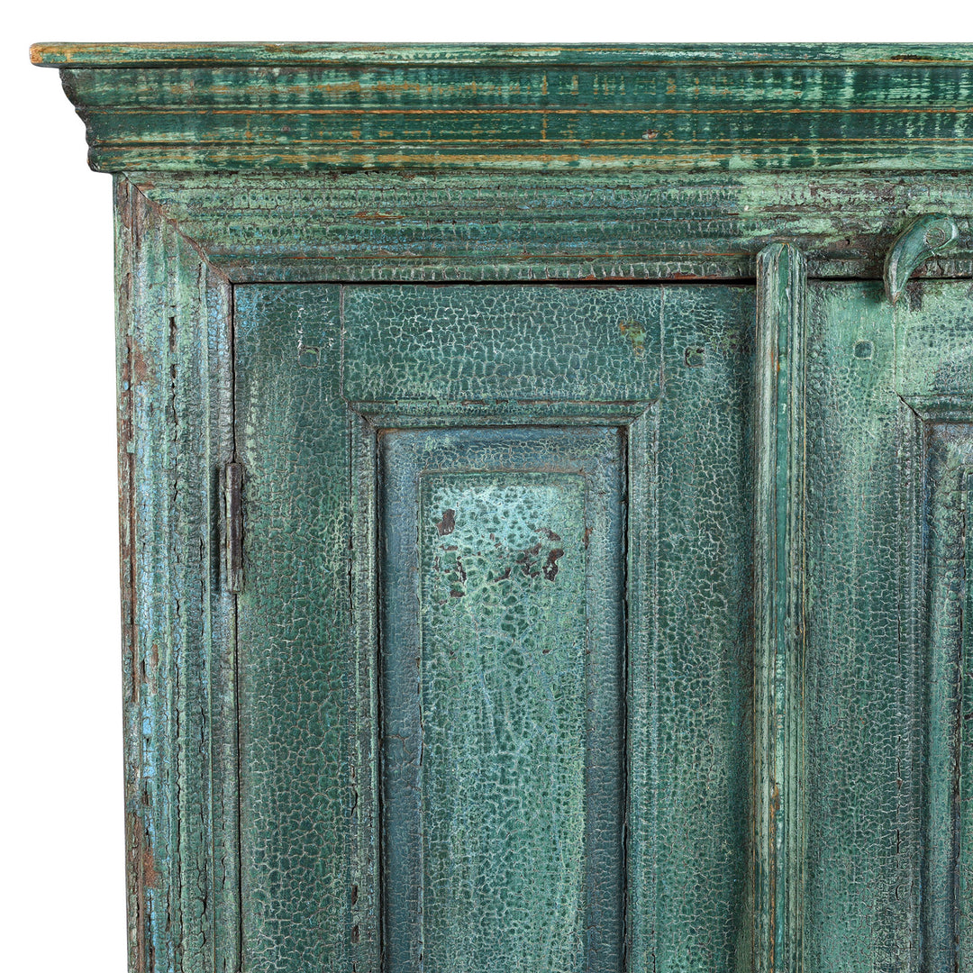 Corner Detail From 2 Door Indian Cabinet Made From Reclaimed Teak | Indigo Antiques