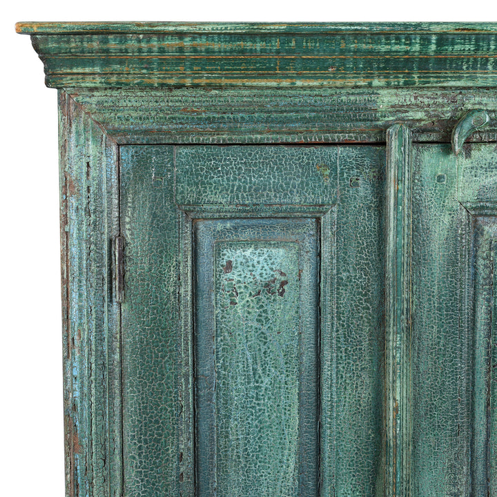 Corner Detail From 2 Door Indian Cabinet Made From Reclaimed Teak | Indigo Antiques