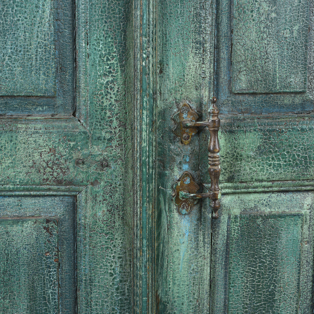 Handle Detail From 2 Door Indian Cabinet Made From Reclaimed Teak | Indigo Antiques