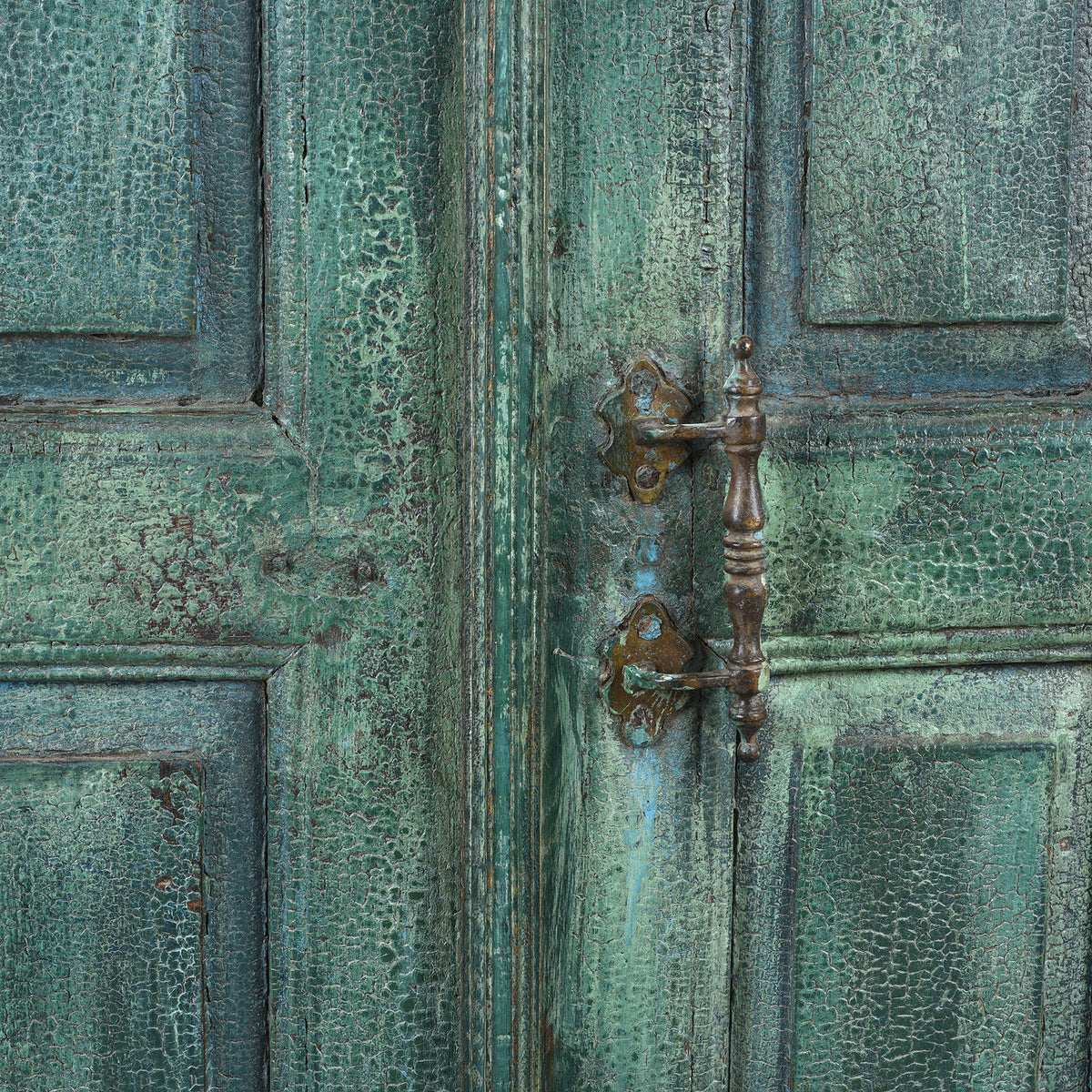 Handle Detail From 2 Door Indian Cabinet Made From Reclaimed Teak | Indigo Antiques