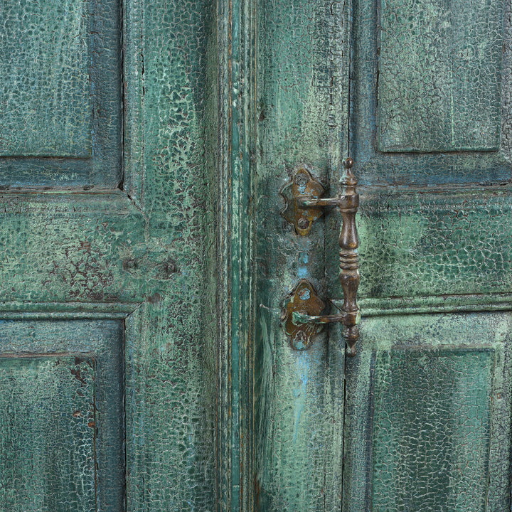 Handle Detail From 2 Door Indian Cabinet Made From Reclaimed Teak | Indigo Antiques