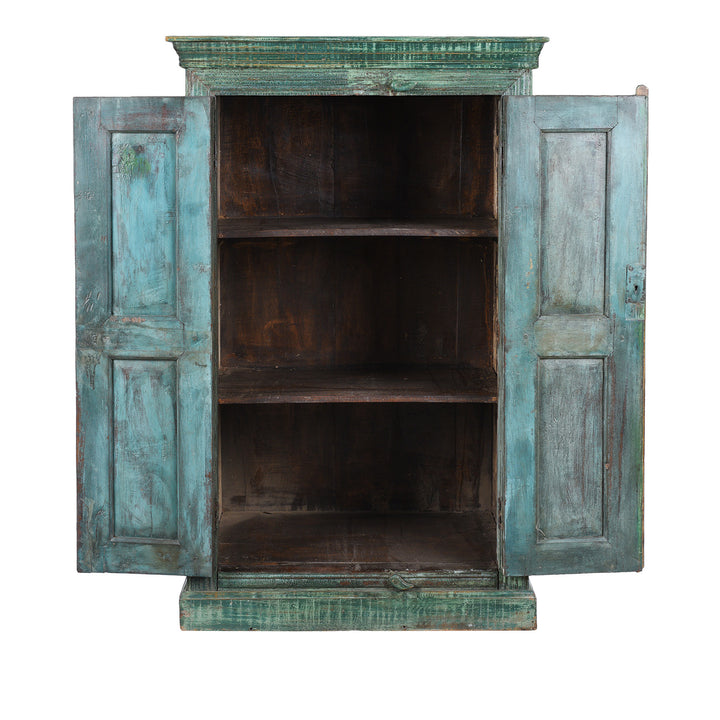 Interior Of 2 Door Indian Cabinet Made From Reclaimed Teak | Indigo Antiques
