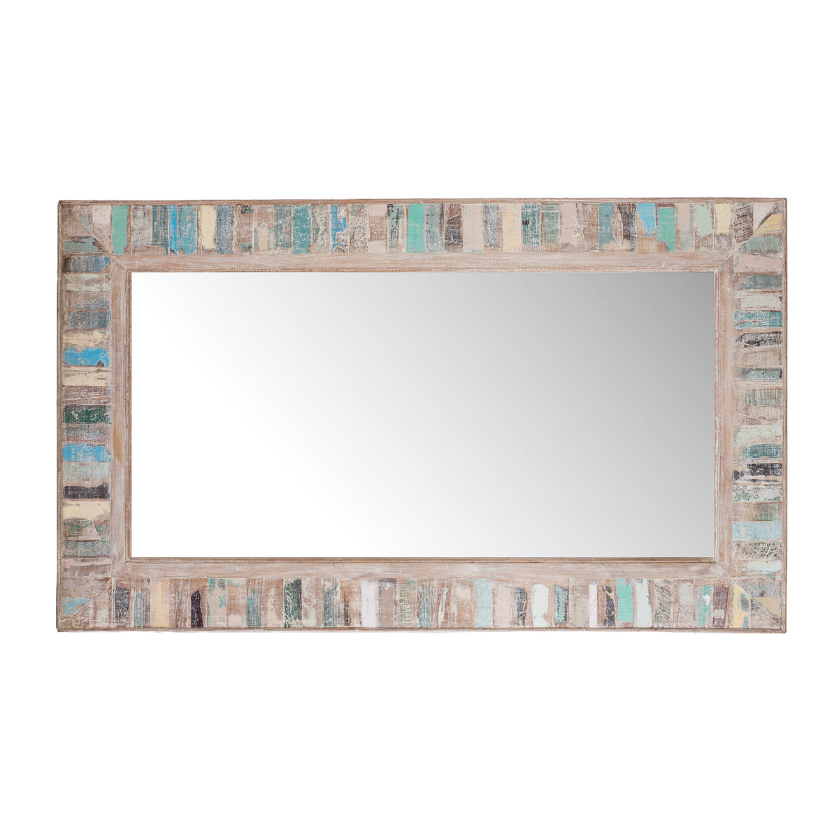 Landscape View Of Painted Mirror Made From Reclaimed Teak Wood | Indigo Antiques