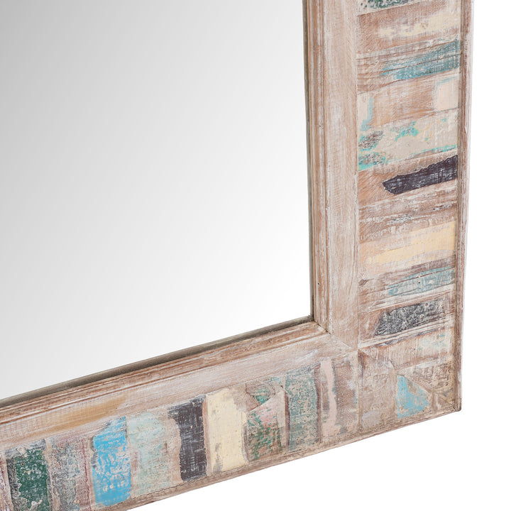 Corner Detail From Painted Mirror Made From Reclaimed Teak Wood | Indigo Antiques