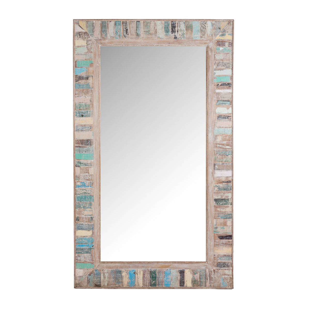 Painted Mirror Made From Reclaimed Teak Wood | Indigo Antiques