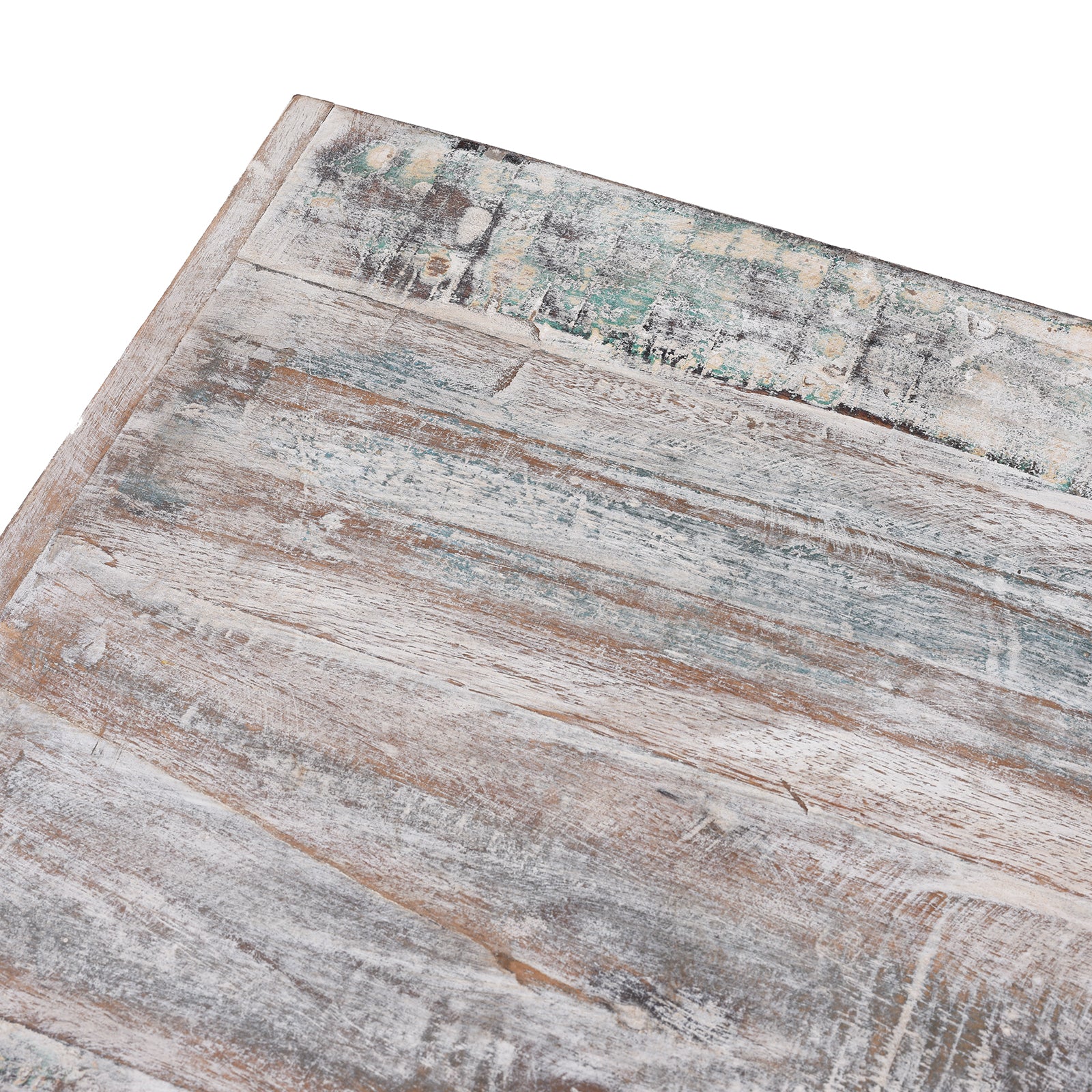 Top Corner Detail From 2 Door Parquet Side Cabinet Made From Reclaimed Teak | Indigo Antiques