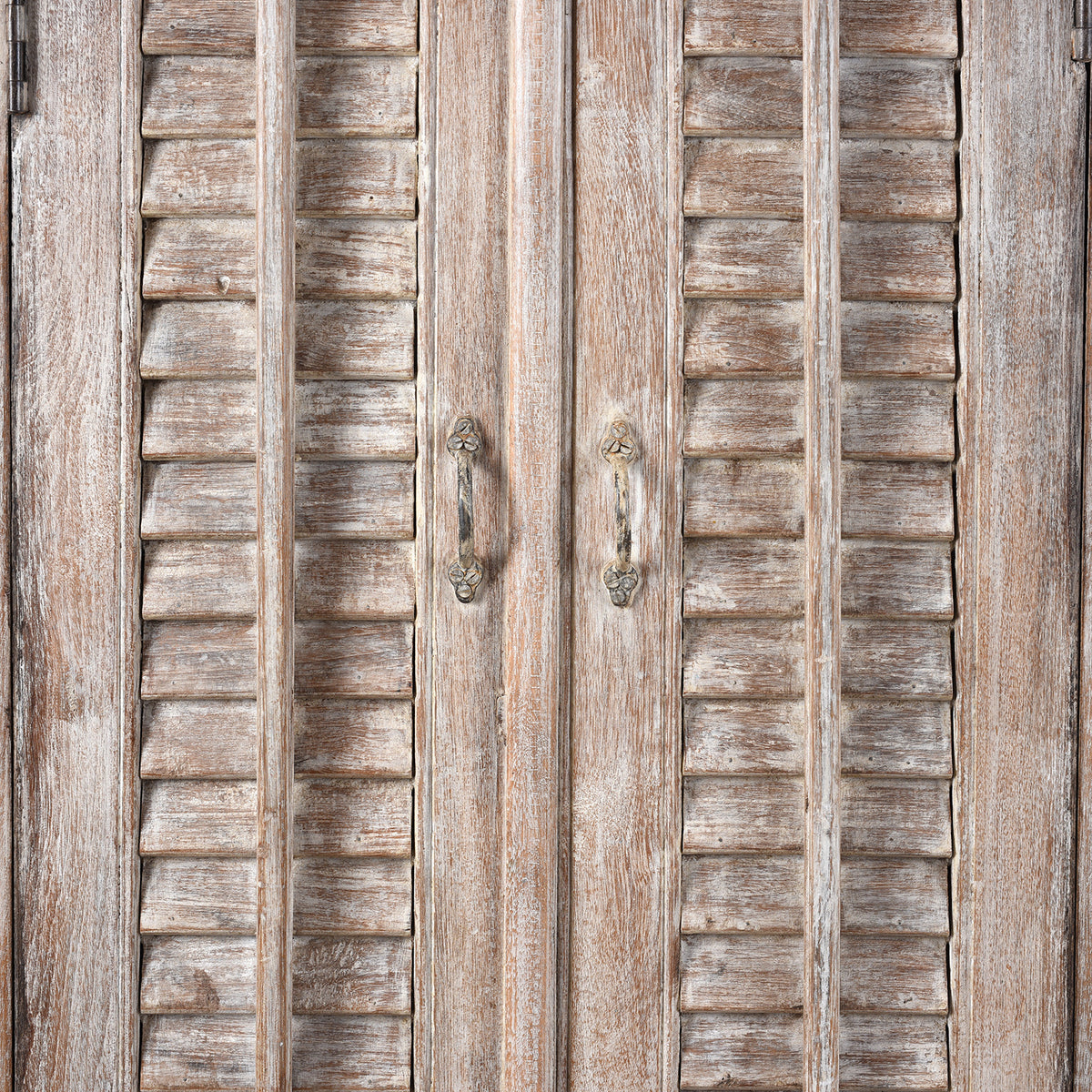 Hanbdles And Louvre Detail From Painted Indian Louvre Cabinet Made From Reclaimed Teak