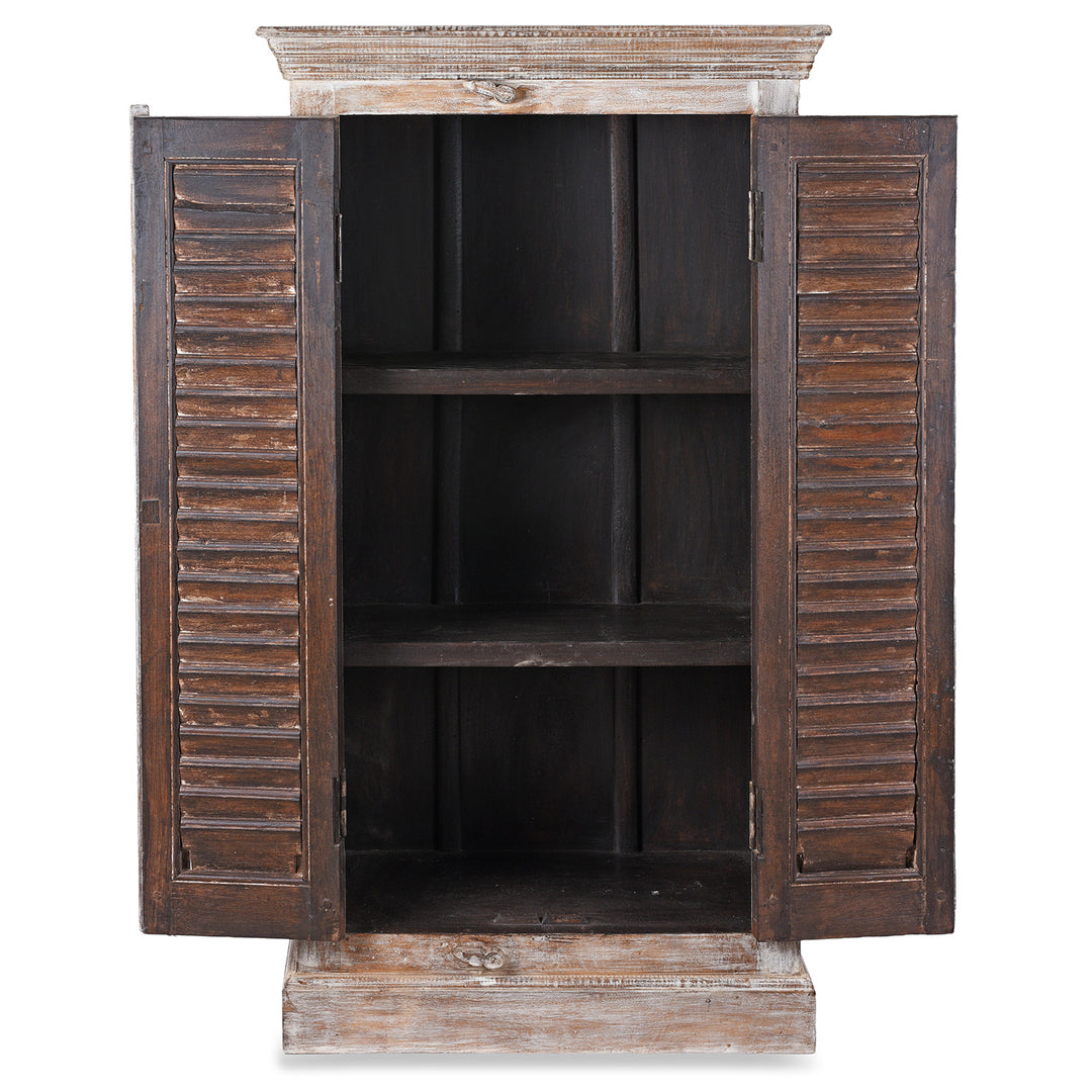 Interior Of Painted Indian Louvre Cabinet Made From Reclaimed Teak
