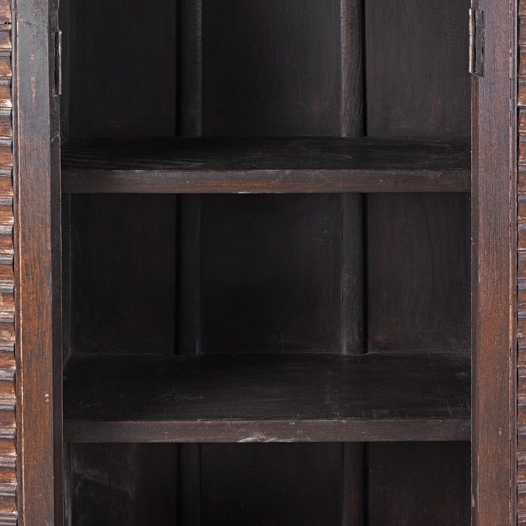 Interior Shelf Detail From Painted Indian Louvre Cabinet Made From Reclaimed Teak