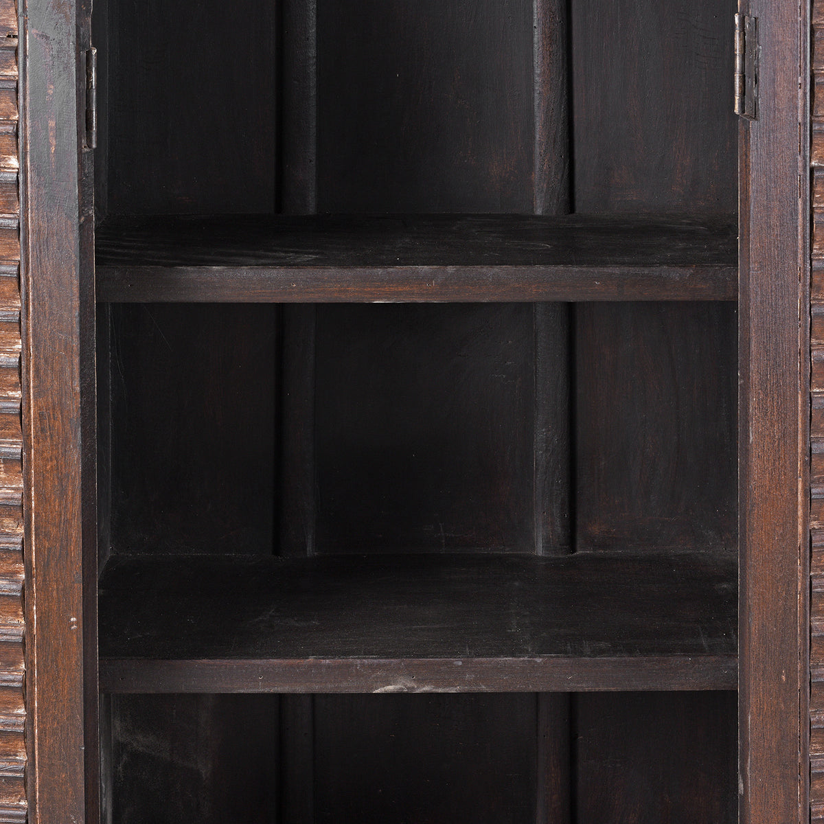 Interior Shelf Detail From Painted Indian Louvre Cabinet Made From Reclaimed Teak