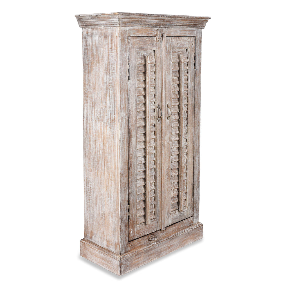 Painted Indian Louvre Cabinet Made From Reclaimed Teak