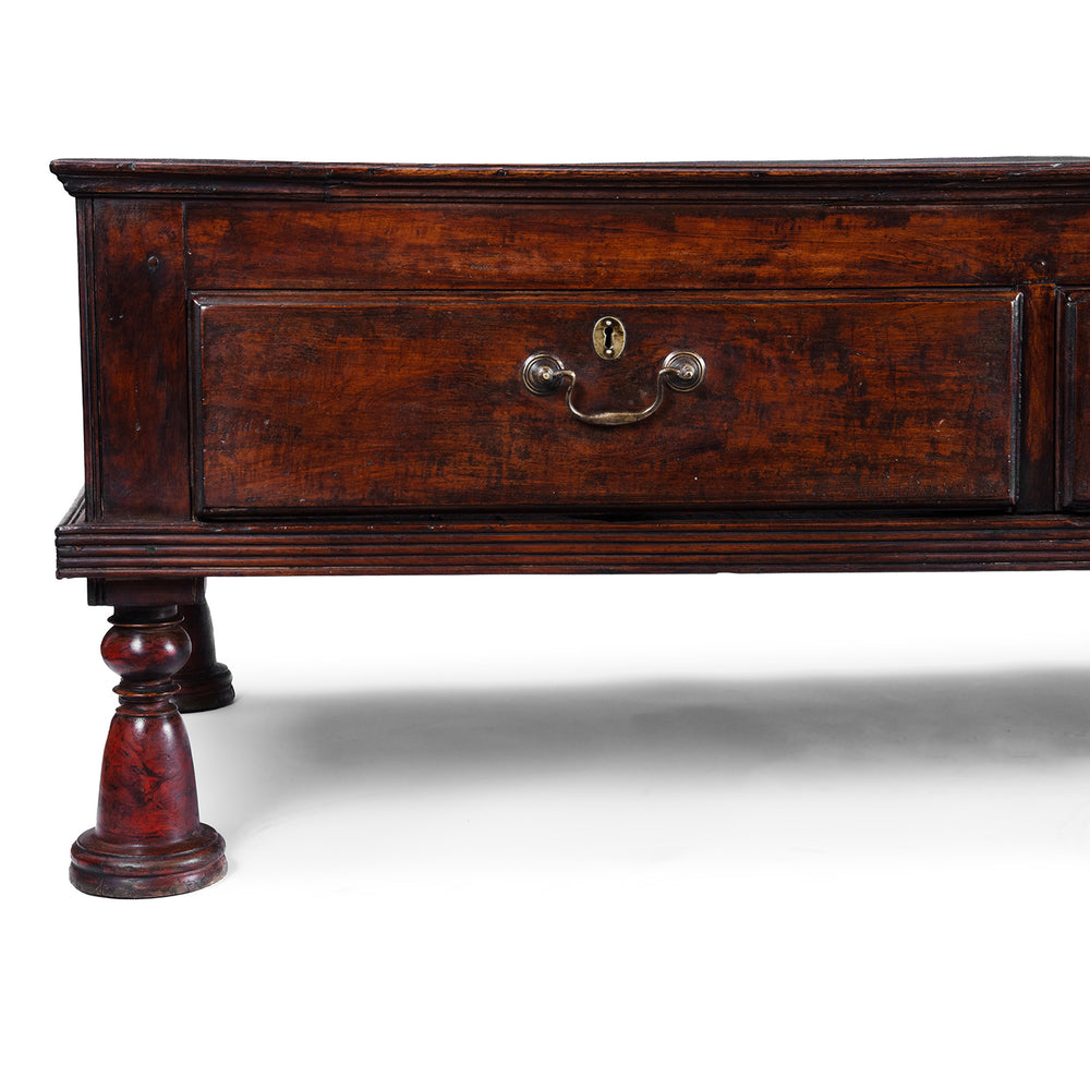 Corner Detail From Bohra Takhat From Gujarat With Turned Lacquered Legs And Three Drawers 19th Century