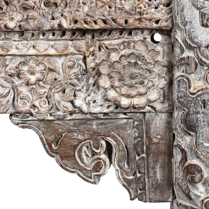 Carving Detail From Reclaimed Indian Teakwood Console Table | Indigo Antiques