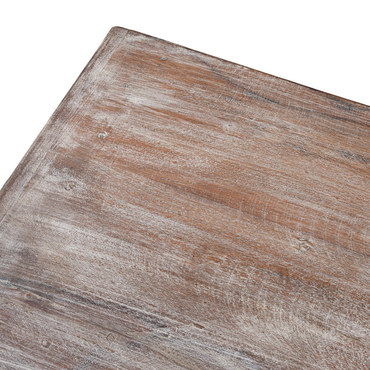 Surface Corner Detail From Reclaimed Indian Teakwood Console Table | Indigo Antiques