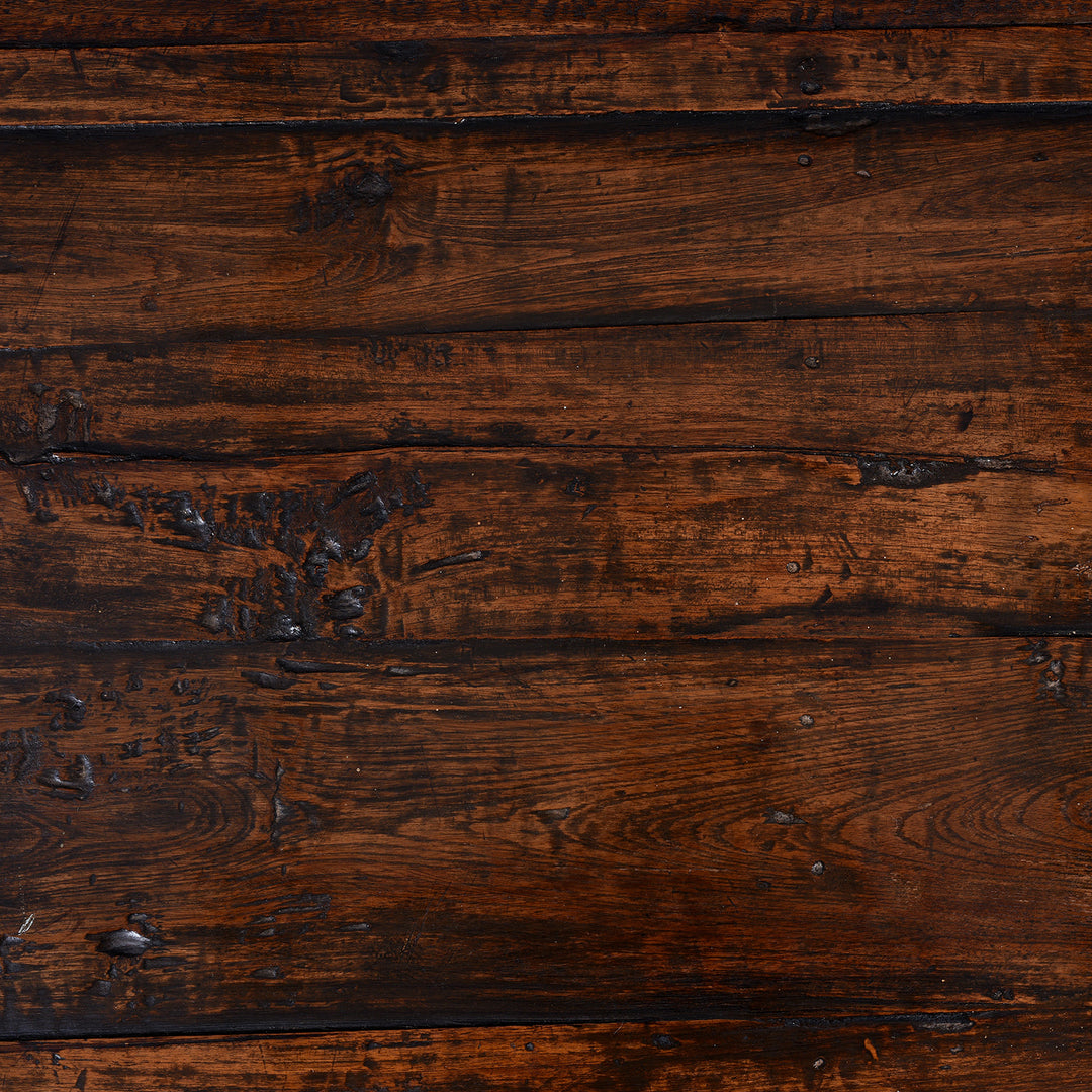 Surface Detail From Antique Nineteenth Century Indian Teak Takhat Coffee Table With Turned Lacquered Leg