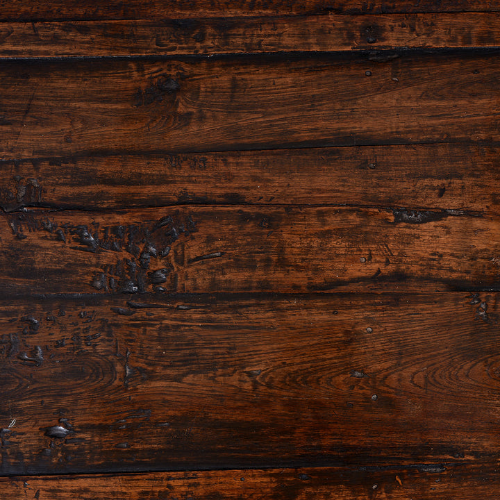 Surface Detail From Antique Nineteenth Century Indian Teak Takhat Coffee Table With Turned Lacquered Leg