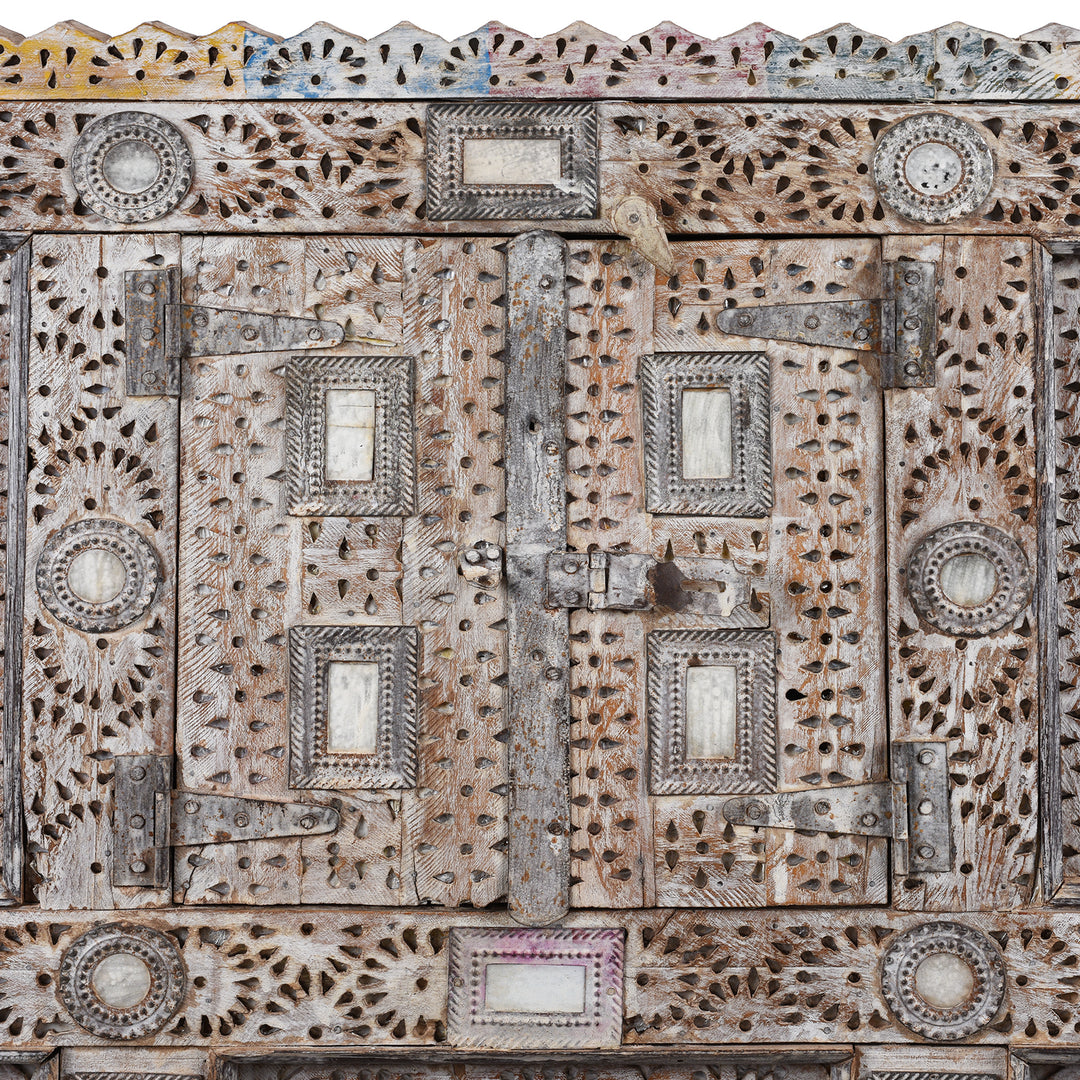 Doors Detail From Teak Rubari "Damchiya" Dowry Chest From Kutch | Indigo Antiques