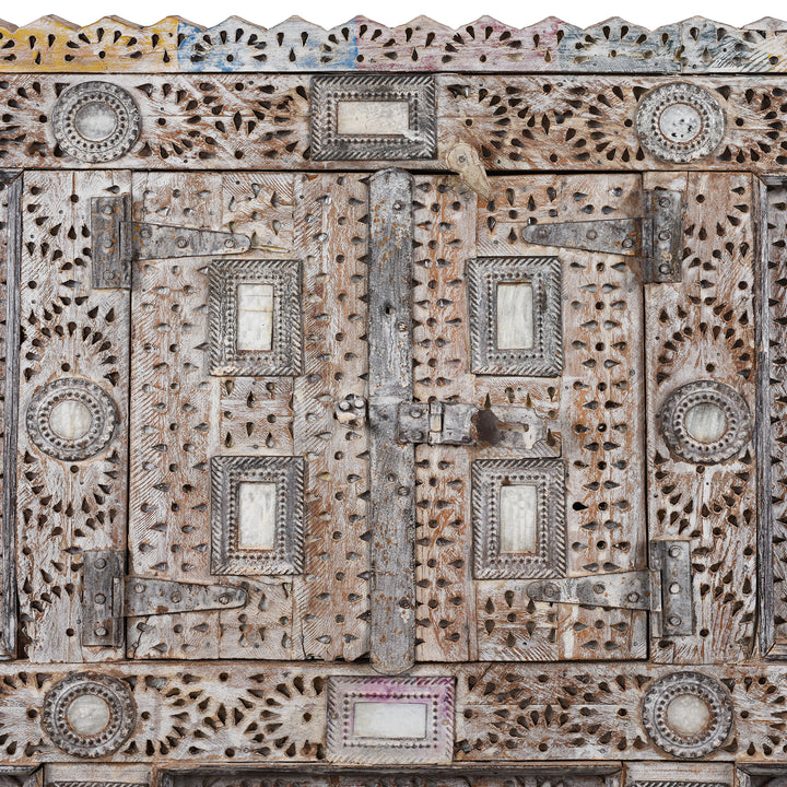 Doors Detail From Teak Rubari "Damchiya" Dowry Chest From Kutch | Indigo Antiques