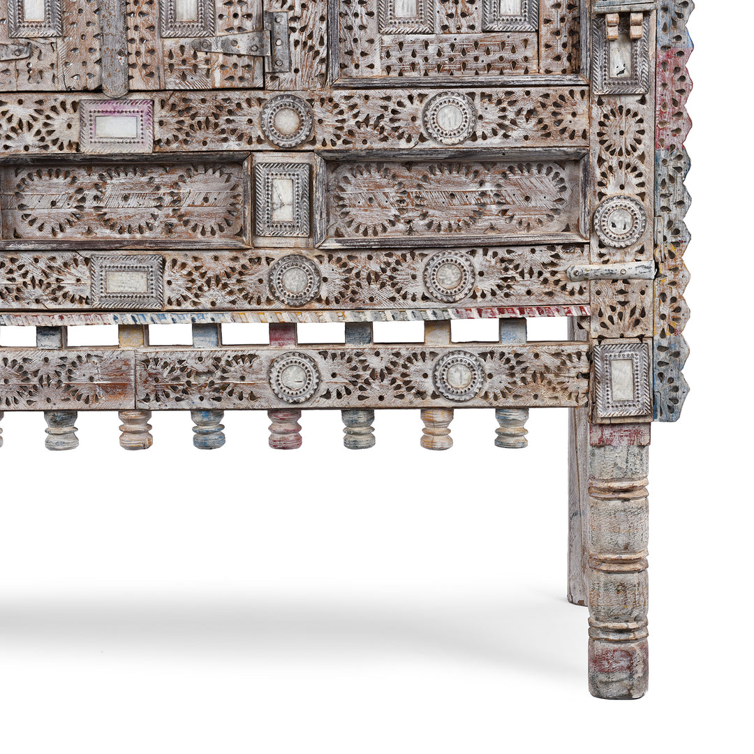Leg Detail From Teak Rubari "Damchiya" Dowry Chest From Kutch | Indigo Antiques